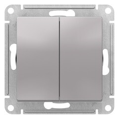Выключатель Systeme Electric AtlasDesign двухклавишный встраиваемый алюминий с самовозвратом (ATN000317)