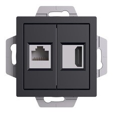 Розетка компьютерная Systeme Electric AtlasDesign встраиваемая алюминий HDMI/ RJ45 (ATN001082)