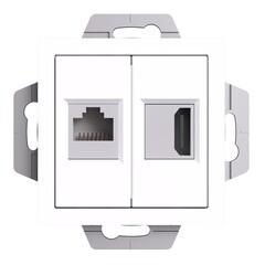 Изображение товара Розетка компьютерная Systeme Electric AtlasDesign встраиваемая белая HDMI/ RJ45 (ATN000182)