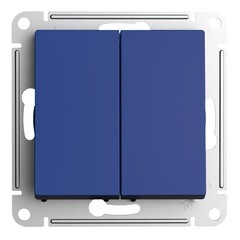 Изображение товара Выключатель Systeme Electric AtlasDesign двухклавишный встраиваемый аквамарин (ATN001151)