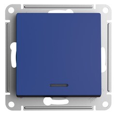 Изображение товара Выключатель Systeme Electric AtlasDesign одноклавишный встраиваемый аквамарин с подсветкой (ATN001113)