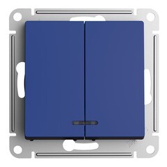 Изображение товара Выключатель Systeme Electric AtlasDesign двухклавишный встраиваемый аквамарин с подсветкой (ATN001153)