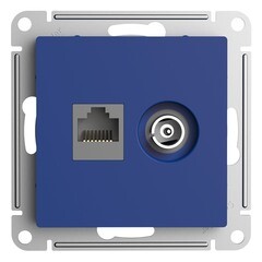 Изображение товара Розетка телевизионная/ компьютерная Systeme Electric AtlasDesign встраиваемая аквамарин TV/ RJ45 (ATN001189)