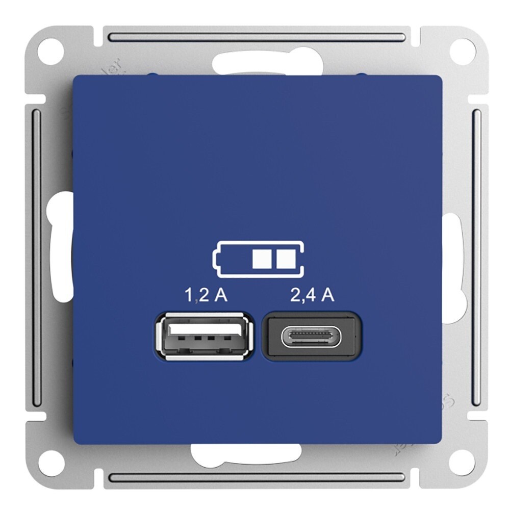 Розетка USB Systeme Electric AtlasDesign встраиваемая аквамарин USB-A/ Type-C (ATN001139)