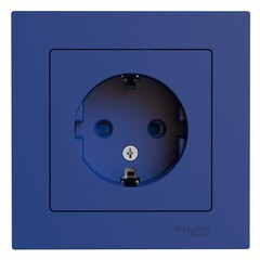 Изображение товара Розетка Systeme Electric AtlasDesign встраиваемая аквамарин со шторками (ATN001144)