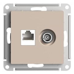 Изображение товара Розетка телевизионная/ компьютерная Systeme Electric AtlasDesign встраиваемая песочная TV/ RJ45 (ATN001289)