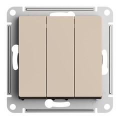 Изображение товара Выключатель Systeme Electric AtlasDesign трехклавишный встраиваемый песочный (ATN001231)