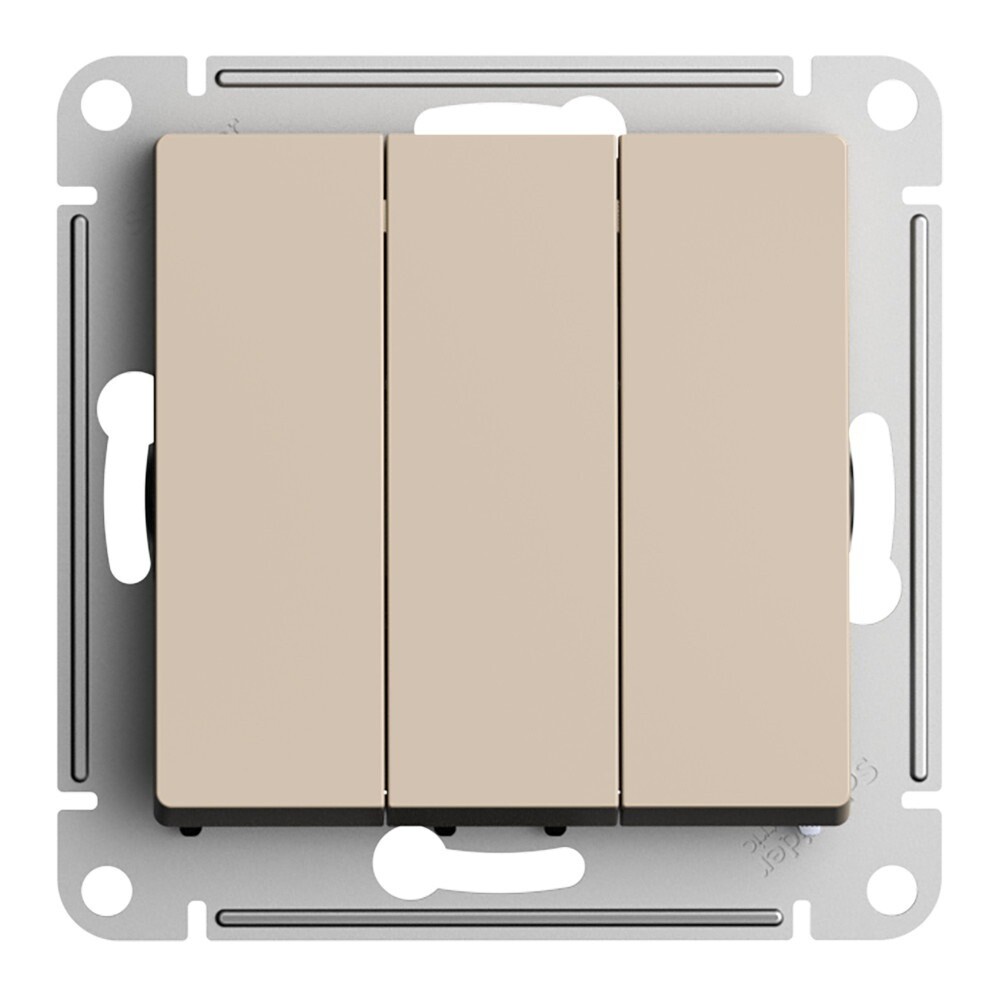 

Выключатель Systeme Electric AtlasDesign трехклавишный встраиваемый песочный (ATN001231), Бежевый