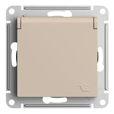 Розетка Systeme Electric AtlasDesign встраиваемая песочная со шторками с крышкой (ATN001246)