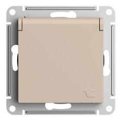 Изображение товара Розетка Systeme Electric AtlasDesign встраиваемая песочная со шторками с крышкой (ATN001246)