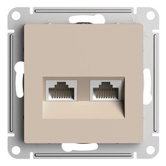 Изображение товара Розетка компьютерная Systeme Electric AtlasDesign встраиваемая песочная 2хRJ45 (ATN001285)