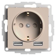 Розетка Systeme Electric AtlasDesign встраиваемая песочная 2хUSB-А (ATN001230)