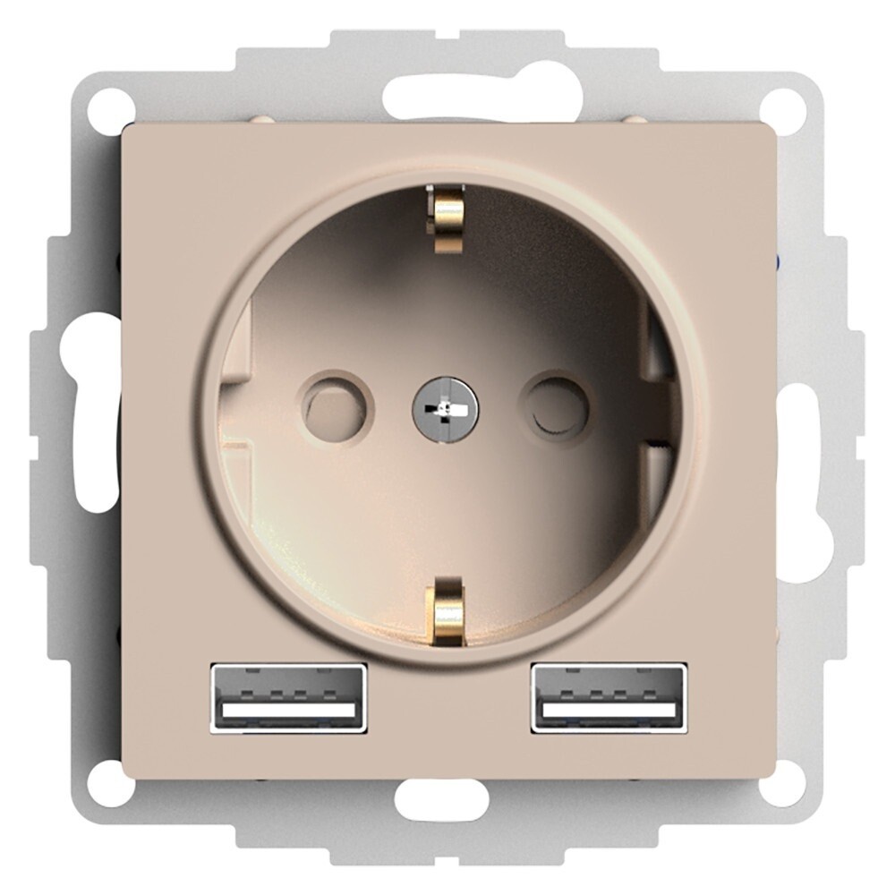 

Розетка Systeme Electric AtlasDesign встраиваемая песочная 2хUSB-А (ATN001230), Бежевый