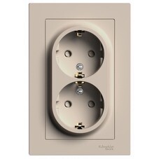 Розетка Systeme Electric AtlasDesign встраиваемая песочная со шторками (ATN001226)