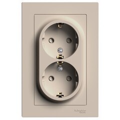 Изображение товара Розетка Systeme Electric AtlasDesign встраиваемая песочная со шторками (ATN001226)