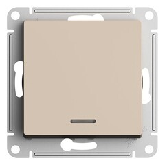 Изображение товара Переключатель Systeme Electric AtlasDesign одноклавишный встраиваемый песочный с подсветкой (ATN001263)