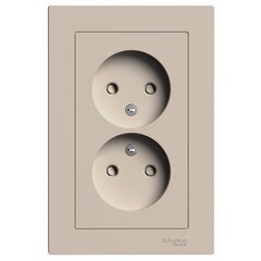 Изображение товара Розетка Systeme Electric AtlasDesign встраиваемая песочная со шторками (ATN001222)