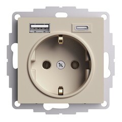 Изображение товара Розетка USB Systeme Electric AtlasDesign встраиваемая песочная USB-A/ Type-C (ATN001232)