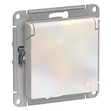 Розетка Systeme Electric AtlasDesign встраиваемая жемчуг со шторками с крышкой (ATN000446)