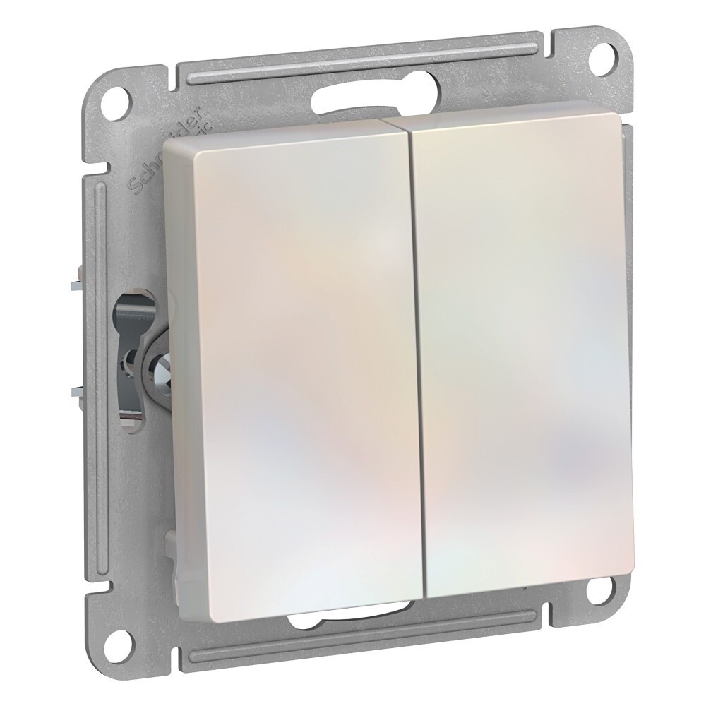 

Выключатель Systeme Electric AtlasDesign двухклавишный встраиваемый жемчуг (ATN000451), Бежевый;розовый
