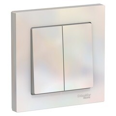 Изображение товара Выключатель Systeme Electric AtlasDesign двухклавишный встраиваемый жемчуг (ATN000452)