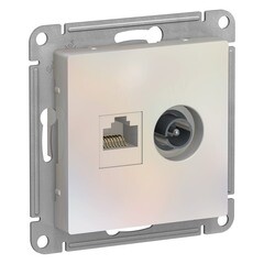 Розетка телевизионная/ компьютерная Systeme Electric AtlasDesign встраиваемая жемчуг TV/ RJ45 (ATN000489)
