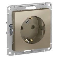Розетка Systeme Electric AtlasDesign встраиваемая шампань со шторками (ATN000545)
