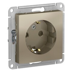 Розетка Systeme Electric AtlasDesign встраиваемая шампань со шторками (ATN000545)
