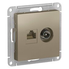Розетка телевизионная/ компьютерная Systeme Electric AtlasDesign встраиваемая шампань TV/ RJ45 (ATN000589)