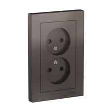 Розетка Systeme Electric AtlasDesign встраиваемая мокко со шторками (ATN000622)