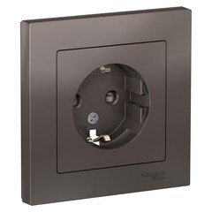 Изображение товара Розетка Systeme Electric AtlasDesign встраиваемая мокко со шторками (ATN000644)