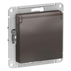 Розетка Systeme Electric AtlasDesign встраиваемая мокко со шторками с крышкой (ATN000646)