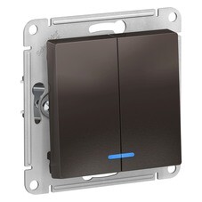 Выключатель Systeme Electric AtlasDesign двухклавишный встраиваемый мокко с подсветкой (ATN000653)