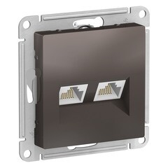 Изображение товара Розетка компьютерная Systeme Electric AtlasDesign встраиваемая мокко 2хRJ45 (ATN000685)
