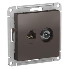 Изображение товара Розетка телевизионная/ компьютерная Systeme Electric AtlasDesign встраиваемая мокко TV/ RJ45 (ATN000689)