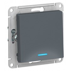 Выключатель Systeme Electric AtlasDesign одноклавишный встраиваемый грифель с подсветкой (ATN000713)