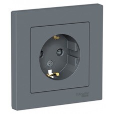 Розетка Systeme Electric AtlasDesign встраиваемая грифель со шторками (ATN000744)