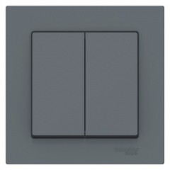 Изображение товара Выключатель Systeme Electric AtlasDesign двухклавишный встраиваемый грифель (ATN000752)