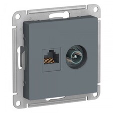 Розетка телевизионная/ компьютерная Systeme Electric AtlasDesign встраиваемая грифель TV/ RJ45 (ATN000789)