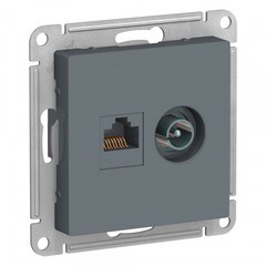 Изображение товара Розетка телевизионная/ компьютерная Systeme Electric AtlasDesign встраиваемая грифель TV/ RJ45 (ATN000789)