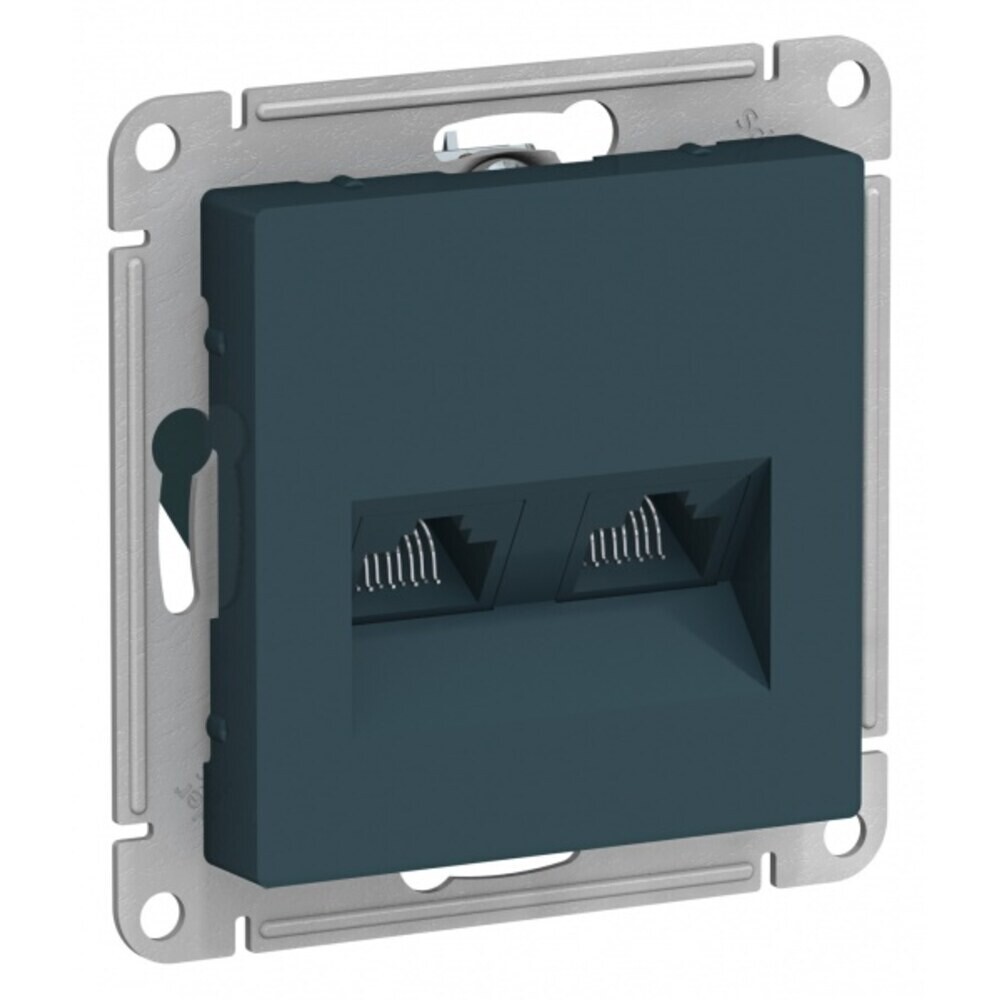 

Розетка компьютерная Systeme Electric AtlasDesign встраиваемая изумруд 2хRJ45 (ATN000885), Зеленый