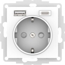 Розетка Systeme Electric AtlasDesign встраиваемая белая USB-A/ Type-C (ATN000132)