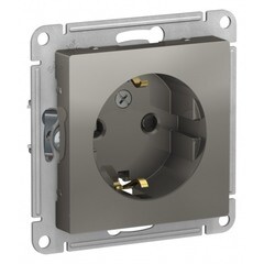 Изображение товара Розетка Systeme Electric AtlasDesign встраиваемая сталь со шторками (ATN000945)