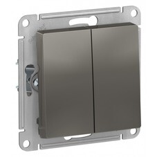 Выключатель Systeme Electric AtlasDesign двухклавишный встраиваемый сталь (ATN000951)