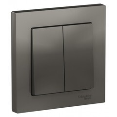 Изображение товара Выключатель Systeme Electric AtlasDesign двухклавишный встраиваемый сталь (ATN000952)
