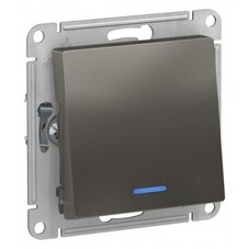 Переключатель Systeme Electric AtlasDesign одноклавишный встраиваемый сталь с подсветкой (ATN000963)