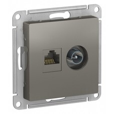 Розетка телевизионная/ компьютерная Systeme Electric AtlasDesign встраиваемая сталь TV/ RJ45 (ATN000989)