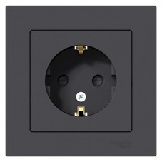 Розетка Systeme Electric AtlasDesign встраиваемая карбон со шторками (ATN001044)