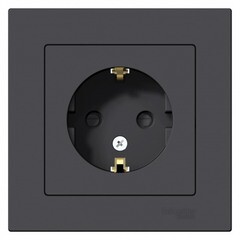 Розетка Systeme Electric AtlasDesign встраиваемая карбон со шторками (ATN001044)