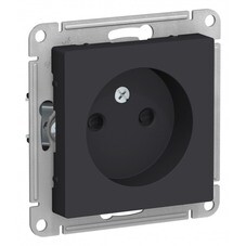 Розетка Systeme Electric AtlasDesign встраиваемая карбон со шторками (ATN001049)